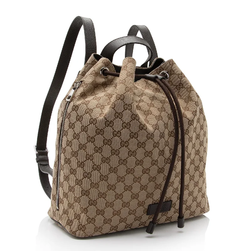 Chic Bags For Office Professionals And Urban Dwellers Gucci GG Canvas Drawstring Backpack (SHF-USUhpl)