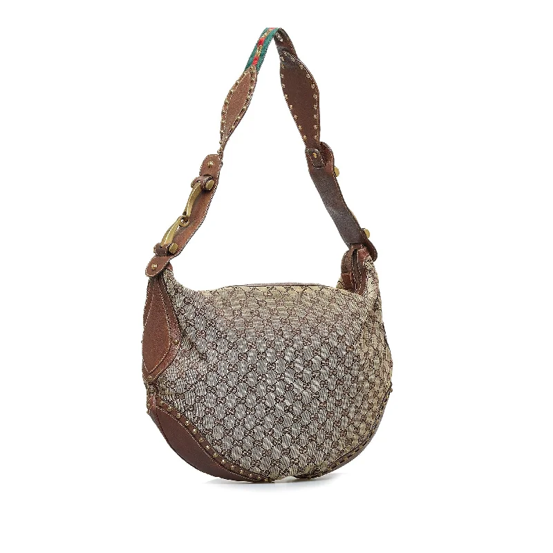Luxury Bags On Sale Gucci GG Canvas Pelham Studded Hobo Bag (SHG-w72l4p)