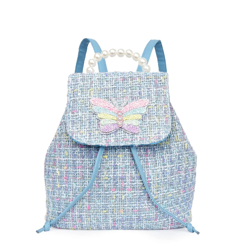 Sporty Bags For Active And Athletic Lifestyles Butterfly Tweed Drawstring Mini Backpack