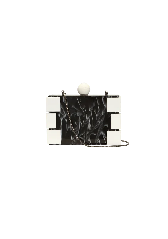 Luxurious Bags With Limited-Time Offers CLUTCH BLACK/WHITE RESINA