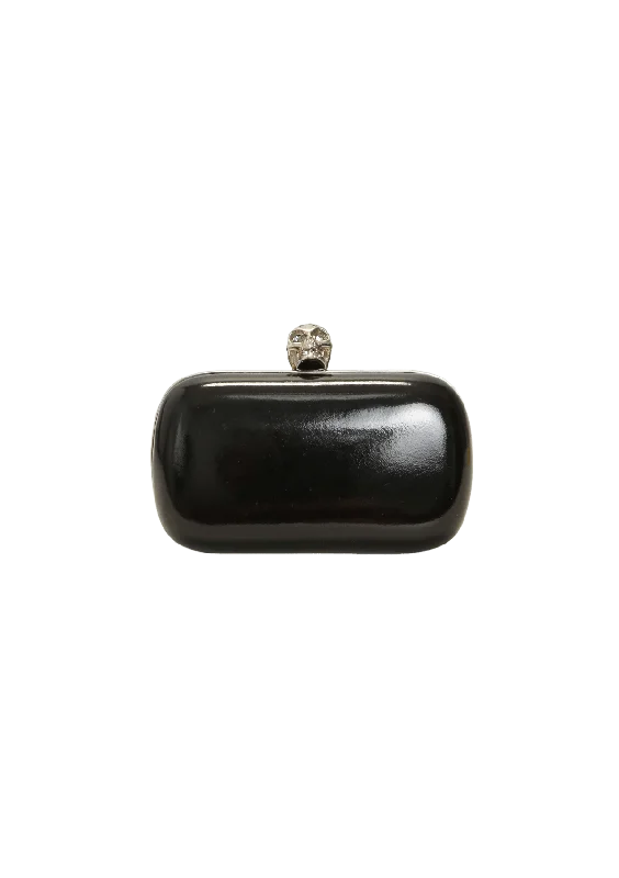 Designer Bags For Luxury Collectors PATENT SKULL BOX CLUTCH