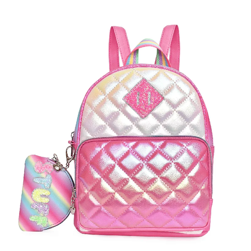 Affordable Bags For Budget Shoppers Metallic Quilted Mini Backpack with Stuff Coin Purse