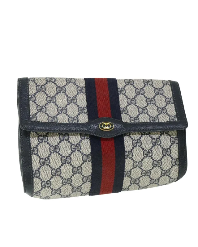 Bold And Flash-Sale Bags Navy Red GG Canvas Clutch Bag - Italian Made