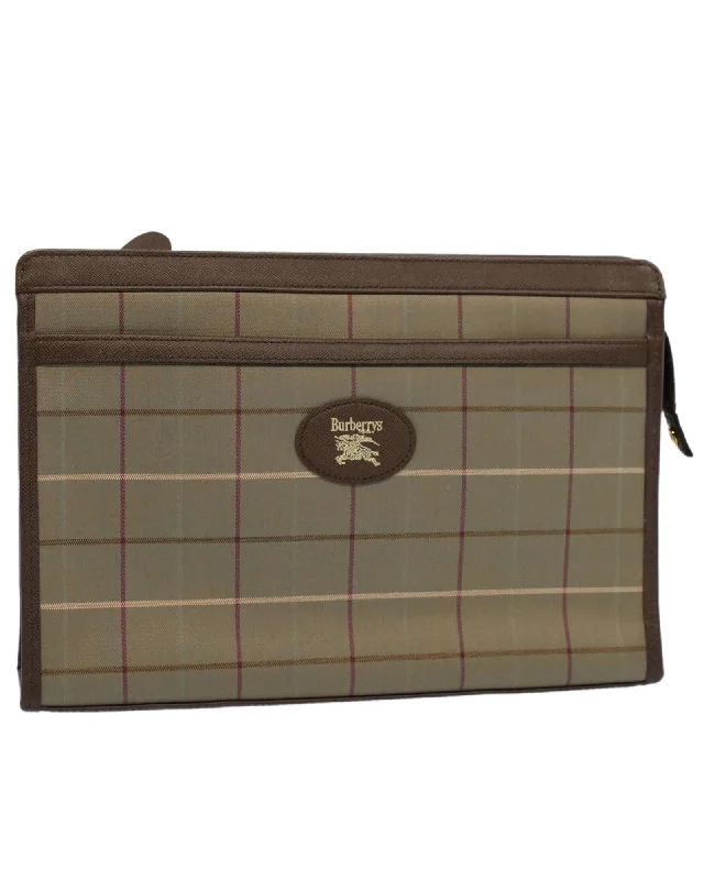 Elegant New Year Party Bags With Flash Sales Green Nylon Check Clutch Bag - Authentic Burberrys