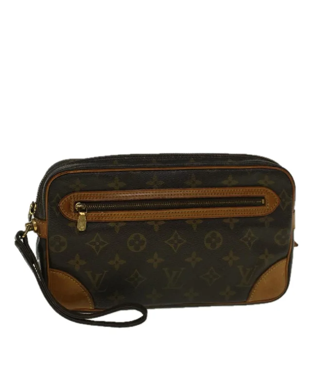Stylish And Affordable Bags For Every Occasion Monogram Canvas Clutch Bag with Dragonne Detail