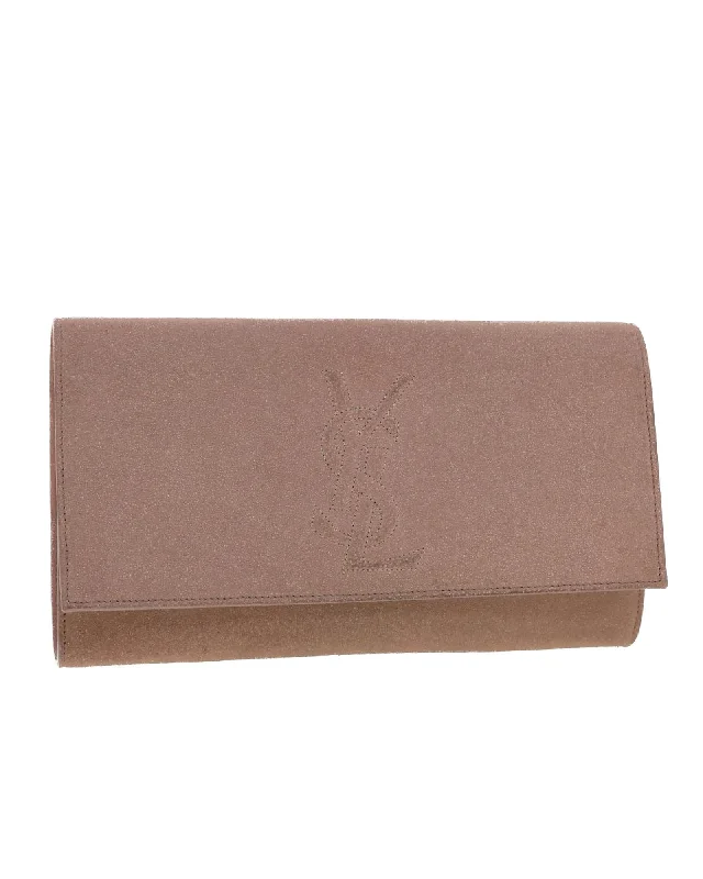 Bag For Luxury Lovers Pink Leather Clutch Bag by Saint Laurent
