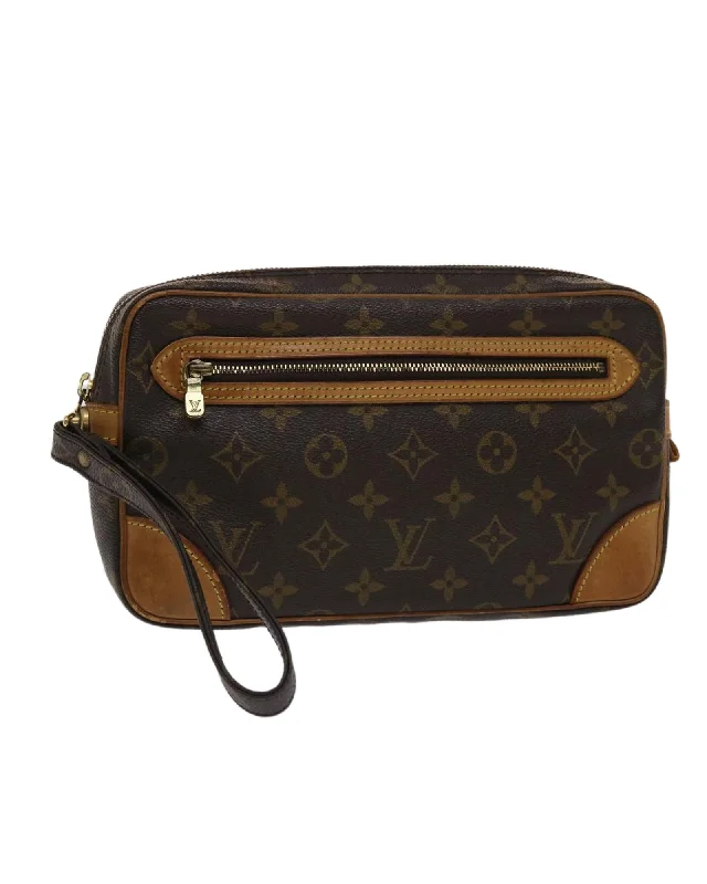 Party Bags For New Year's Eve And Special Occasions Monogram Canvas Clutch Bag with Dragonne Handle