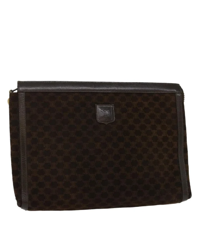 Elegant Bags For Formal Events And Luxury Occasions Brown Leather Macadam Canvas Clutch Bag