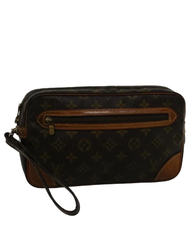 Festival Bags For Concerts And Events Monogram Canvas Clutch Bag with Dragonne Strap