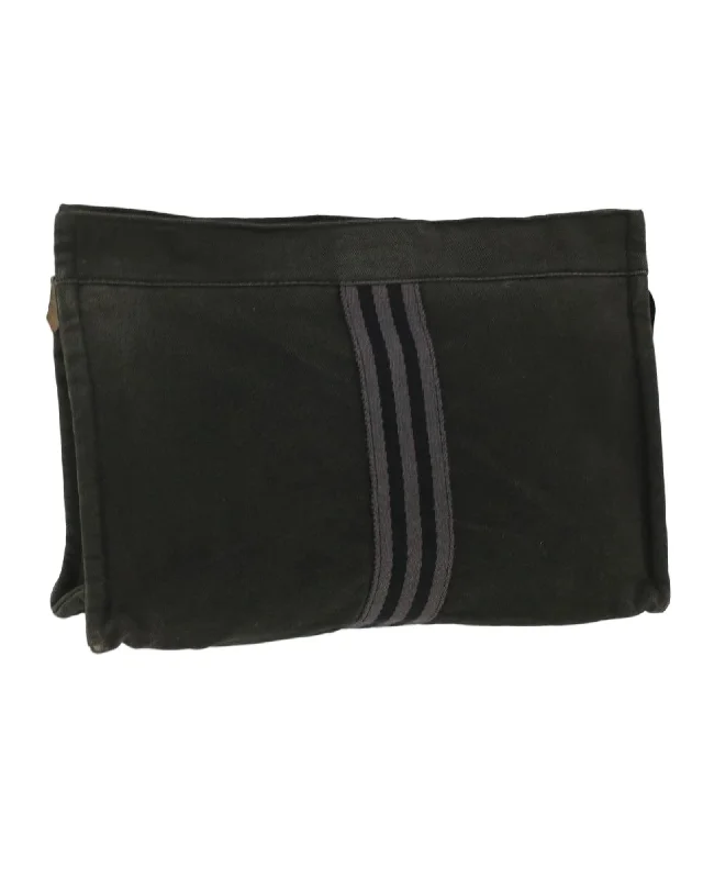 Rustic Bags For Outdoor And Nature-Inspired Looks Black Canvas Fourre Tout Clutch Bag - Hermes