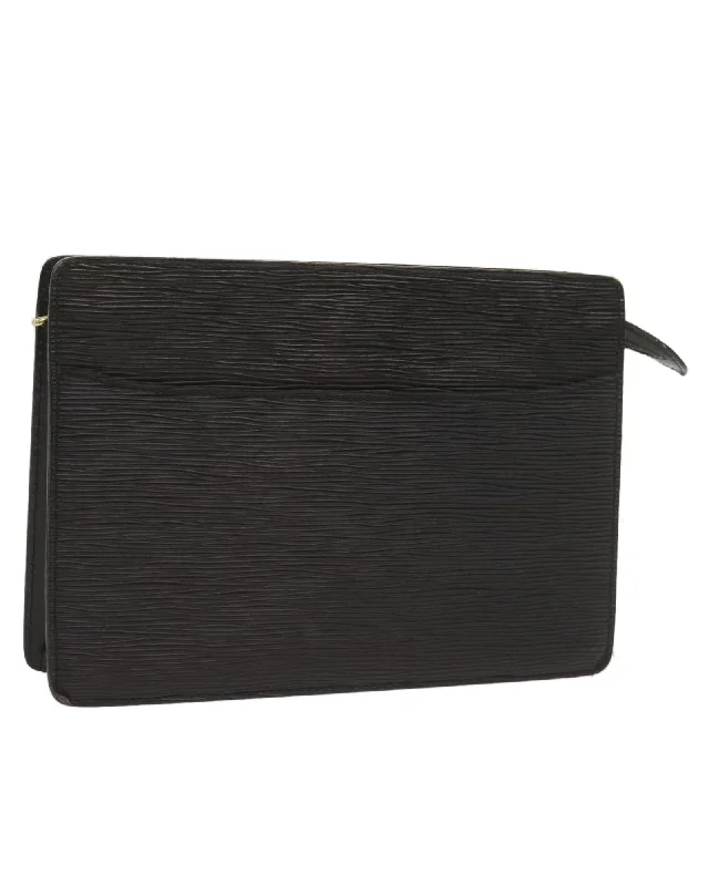 Bag For Modern Fashion Epi Leather Clutch Bag with Metal Fittings and Rubbing Made in France