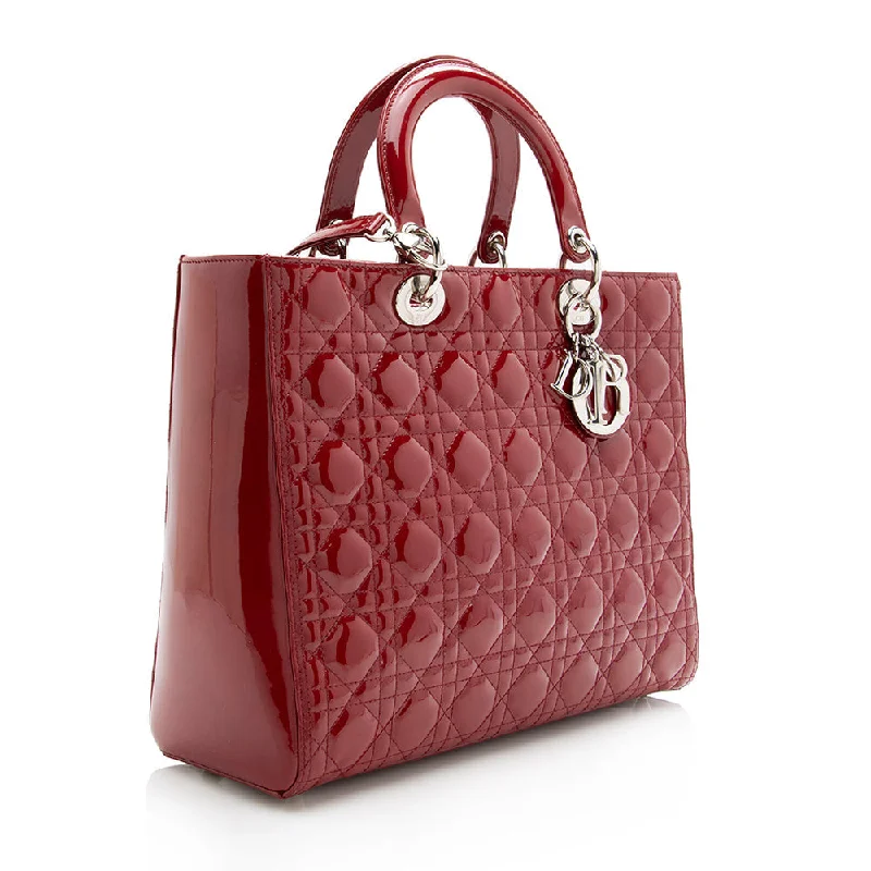 Affordable Bags For Budget Shoppers Dior Patent Leather Lady Dior Large Tote (SHF-17791)