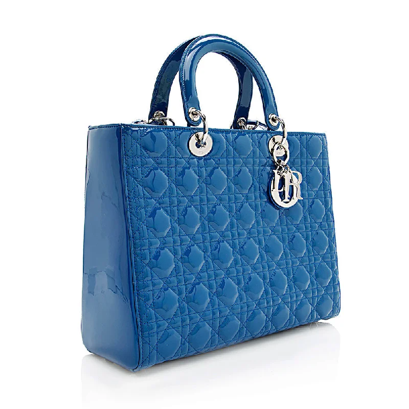 Discounted Designer Bags For Clearance Sale Dior Patent Leather Lady Dior Large Tote (SHF-19135)