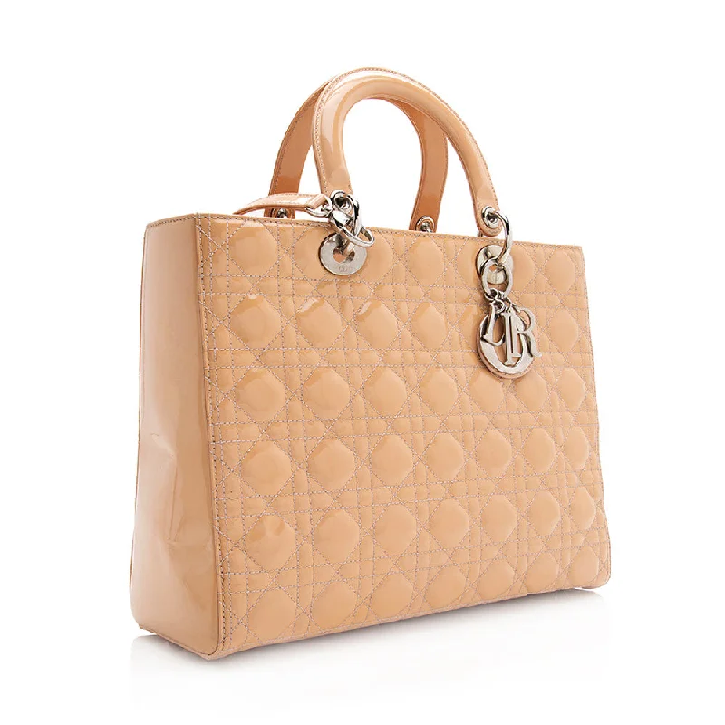Seasonal Clearance Bags For Summer Dior Patent Leather Lady Dior Large Tote (SHF-21157)