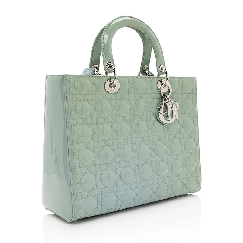 Cyber Monday Discounts On Bags Dior Patent Leather Lady Dior Large Tote (SHF-22040)