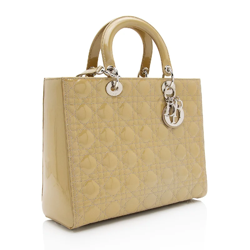 Luxurious But Budget-Friendly Bags Dior Patent Leather Lady Dior Large Tote (SHF-XrH1n0)