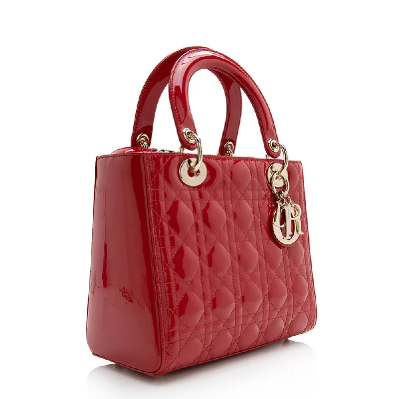 Eco-Friendly And Discounted Bags Dior Patent Leather Lady Dior Medium Tote (SHF-22059)