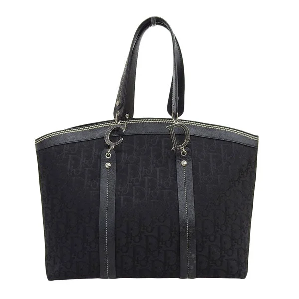 Customizable Bags For Personalized Style DIOR Trotter Pattern Flower Line Tote Bag Black