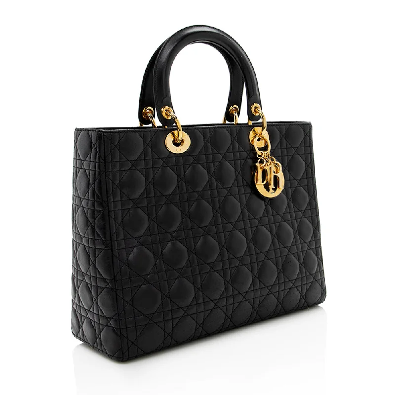 Luxury Bags For Working Professionals Dior Vintage Lambskin Lady Dior Large Tote (SHF-17064)