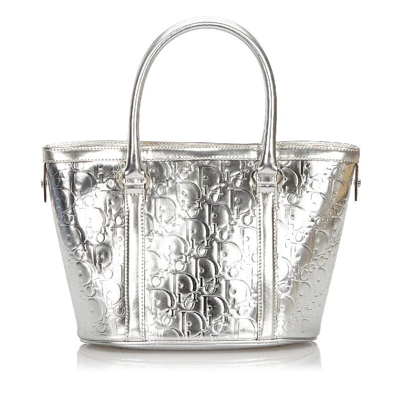 Luxury Bags For Professionals With Discounts Dior Silver Patent Leather Oblique Tote Bag France