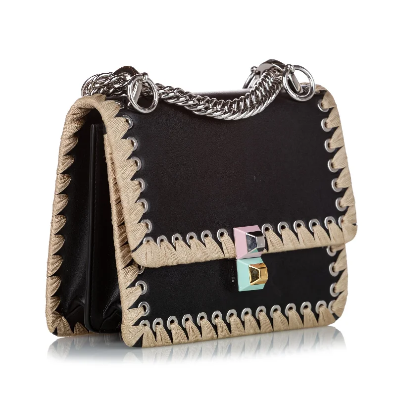 Luxury Bags On Sale Fendi Kan I Lace Up Leather Crossbody Bag (SHG-27940)
