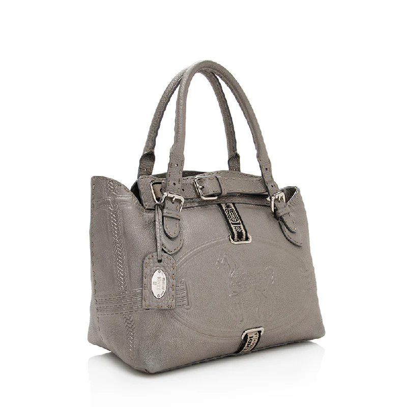 Customizable Bags For Personalized Style Fendi Leather Villa Selleria Borghese Tote (SHF-18630)