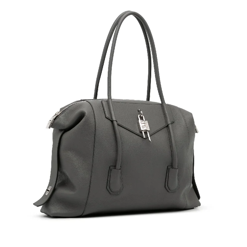 Luxury Bags For Working Professionals Gray Givenchy Large Antigona Lock Soft Tote Bag