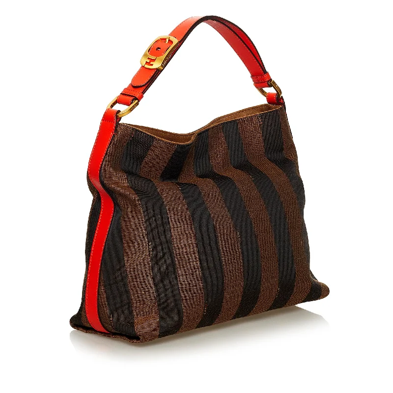 Vintage-Inspired Fendi Pequin Canvas Tote Bag (SHG-29636)