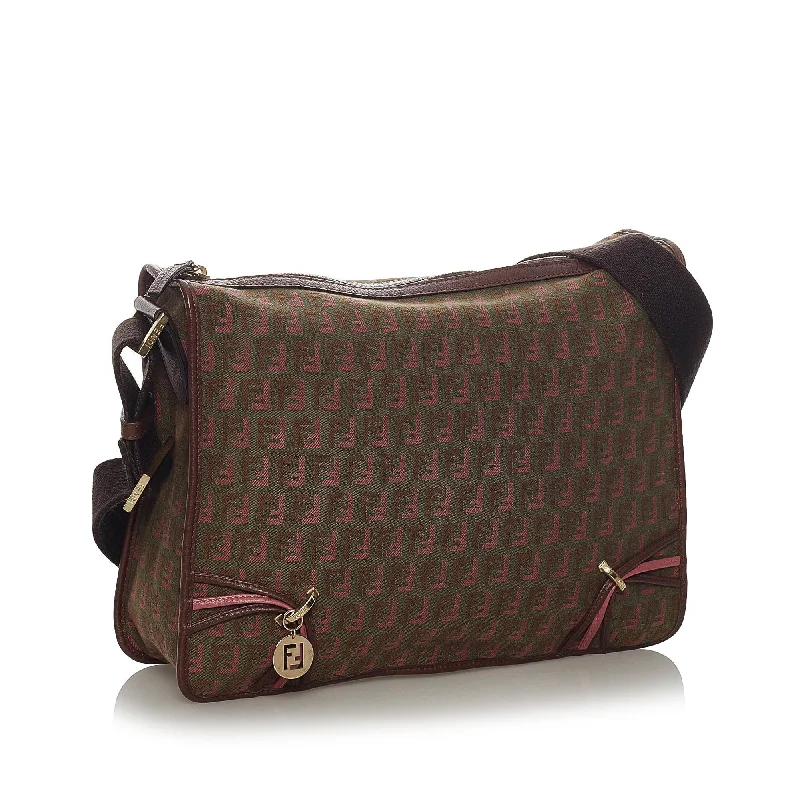 Genuine Bags On Clearance Sale Fendi Zucchino Canvas Crossbody Bag (SHG-28797)