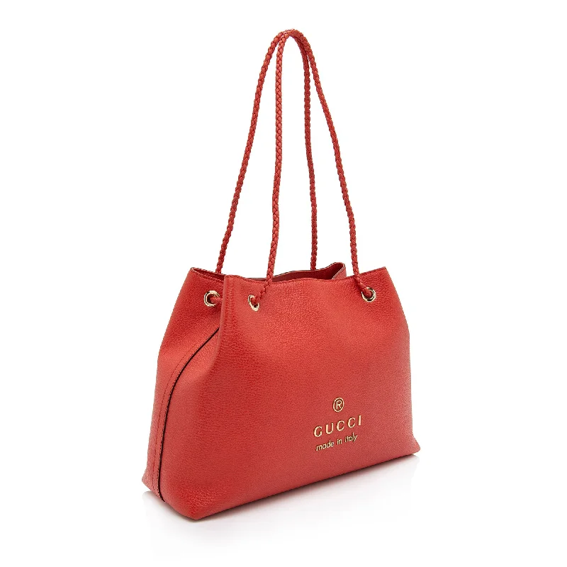 Rustic Bags For Outdoor And Nature-Inspired Looks Gucci Calfskin Braided Handle Large Gifford Tote (SHF-rOnRqC)
