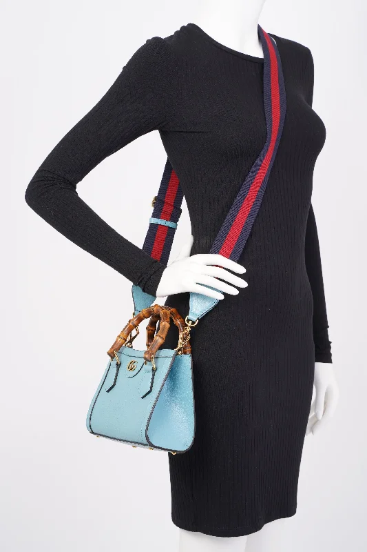 Stylish Bags For Fashion Influencers And Bloggers Gucci Diana Mini Tote Bag Baby Blue Leather