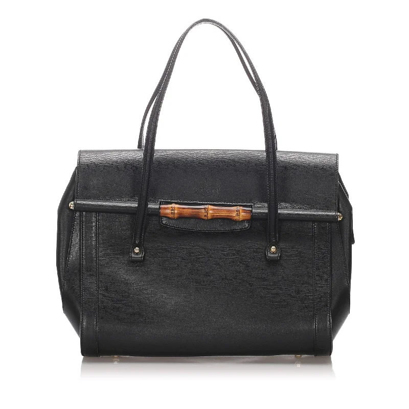 Affordable Bags For Budget Shoppers Gucci Black Calf Leather Bamboo Bullet Tote Bag Italy