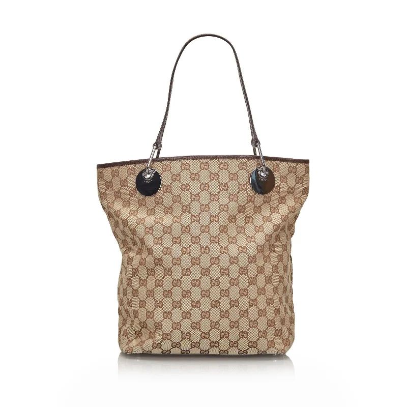 High-Quality Bags On Flash Sale Gucci Brown Beige Canvas Fabric GG Eclipse Tote Bag Italy