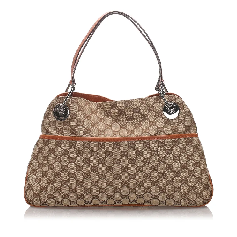 Odor-Resistant And Budget Bags Gucci Brown Beige Canvas Fabric GG Eclipse Tote Bag Italy