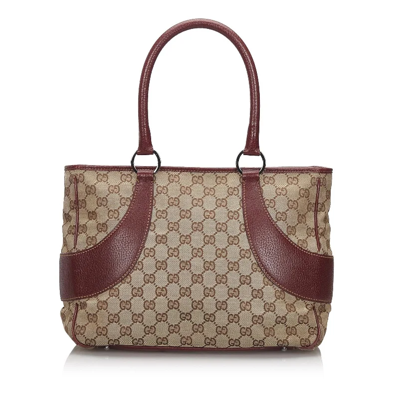 Cozy Handbags With Clearance Prices Gucci Brown Beige Canvas Fabric GG Tote Bag Italy