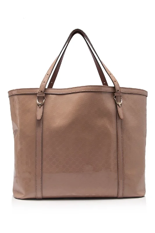 Luxury Bags For Working Professionals Gucci Brown Microguccissima Patent Leather Nice Tote Bag Italy