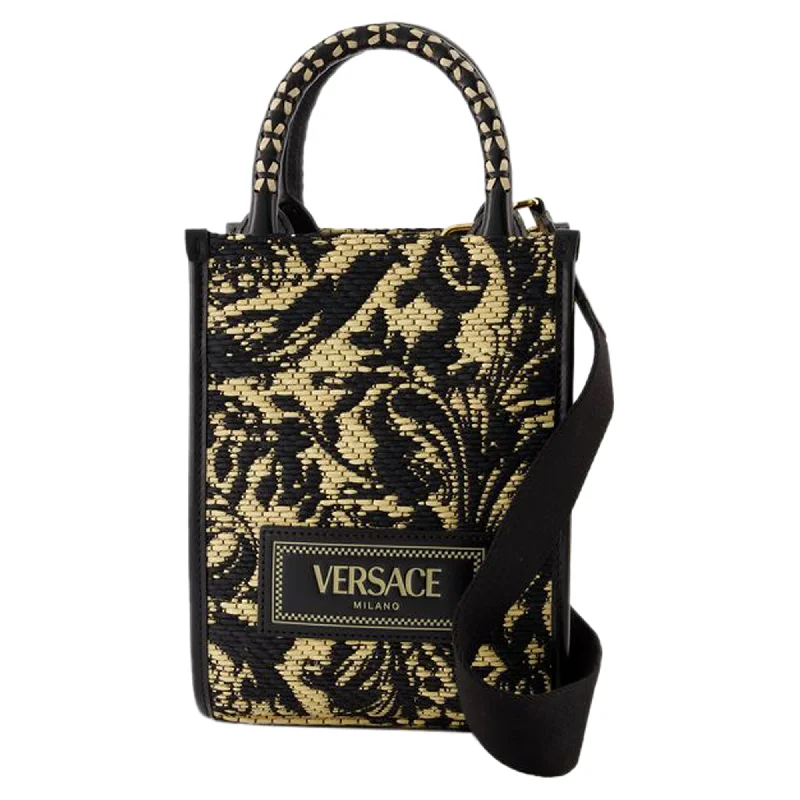Trendy Festival Bags With Limited-Time Offers Athena Shopper Bag - Versace - Leather - Black