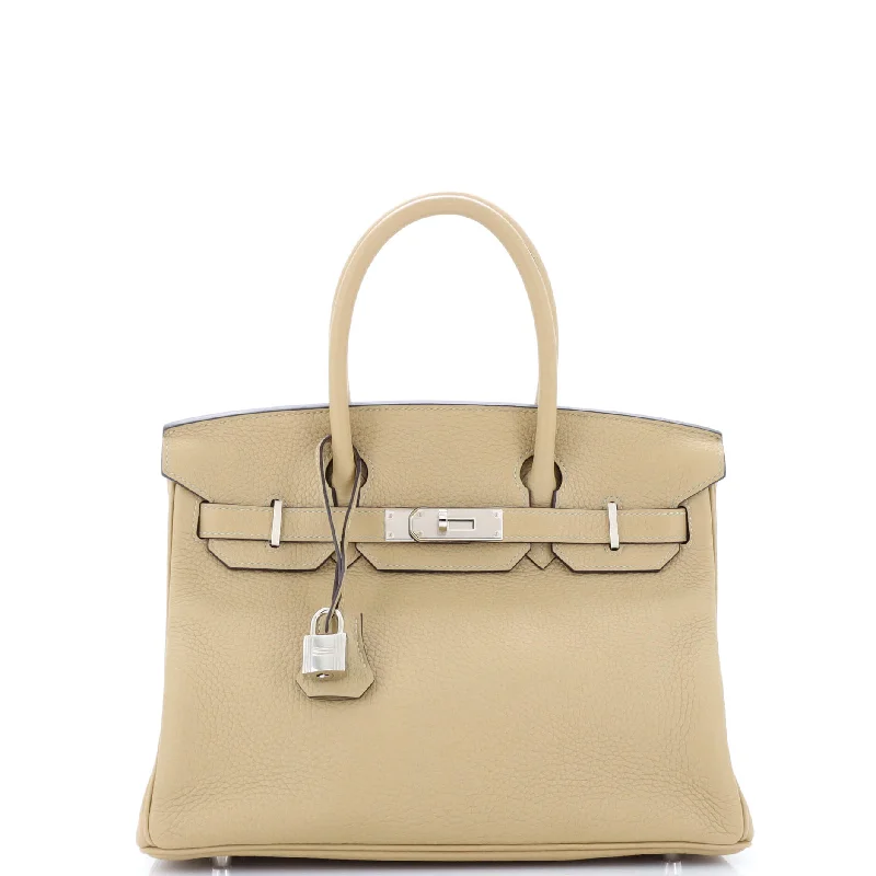 Stylish Bags With Discounts Birkin Handbag Light Clemence with Palladium Hardware 30