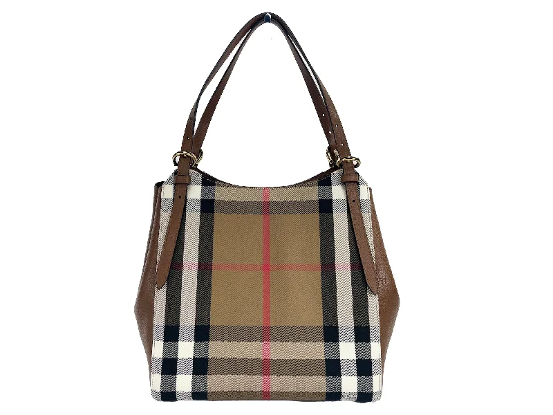 Affordable Bags For College Students On Sale Burberry Small Canterby Tan Leather Check Canvas Tote BagPurse