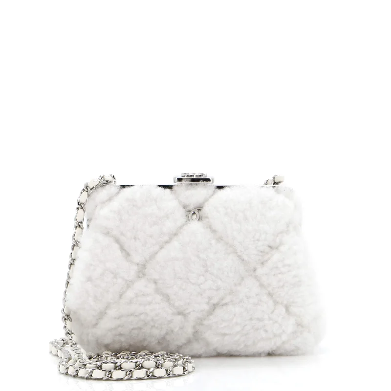 Inspired Bags For Timeless Elegance CC Clasp Frame Clutch with Chain Quilted Shearling Small