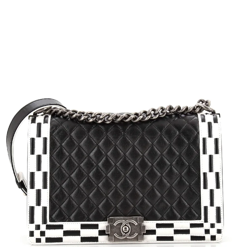 Bags For College Students On A Budget Checkerboard Trim Boy Flap Bag Quilted Calfskin New Medium