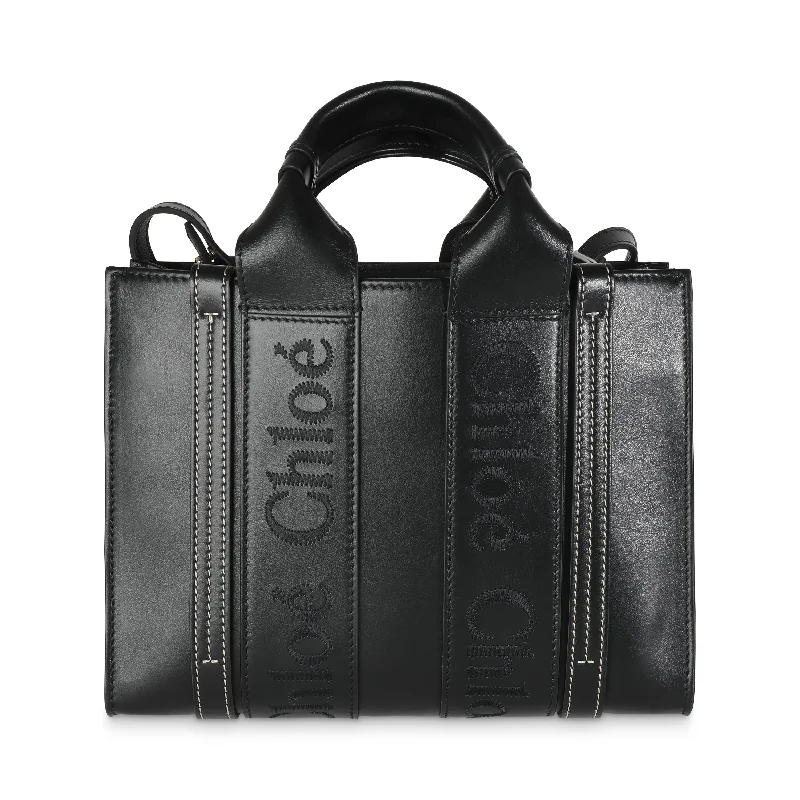 Flash Sale On Premium Bags Chloe Black Smooth Calfskin Small Woody Tote