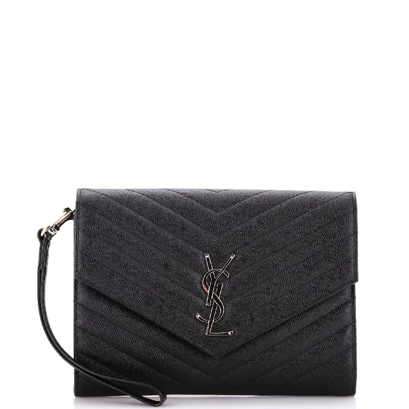 Flash Sales On Premium And High-Quality Bags Classic Monogram Envelope Wristlet Clutch Matelasse Chevron Leather