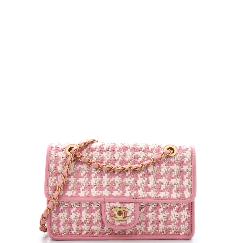 Chic Bags For Office Professionals And Urban Dwellers Classic Single Flap Bag Woven Lambskin and Viscose Small