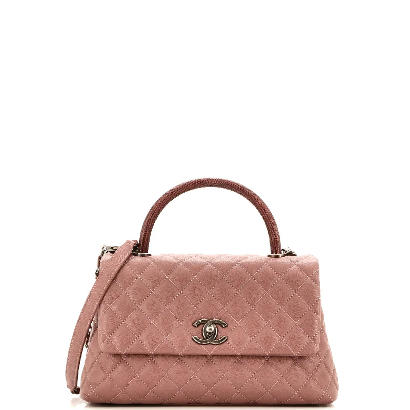 Inspired Bags For Luxury Fashion Lovers Coco Top Handle Bag Quilted Caviar with Lizard Small
