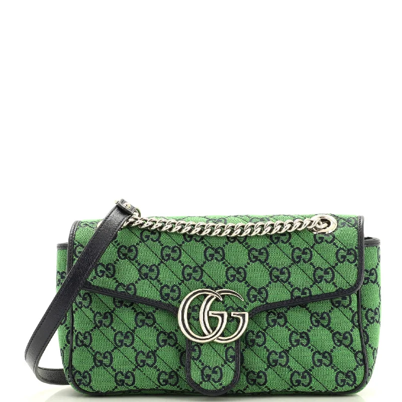 High-Quality Bags On Flash Sale GG Marmont Flap Bag Diagonal Quilted GG Canvas Small