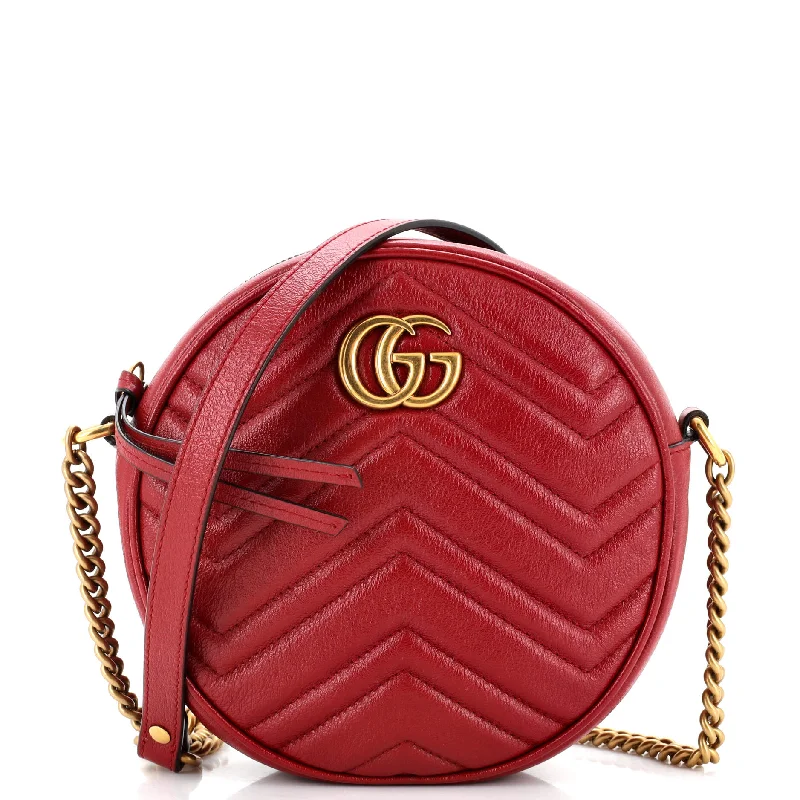 Scratch-Resistant And Luxury Sale Bags GG Marmont Round Shoulder Bag Matelasse Leather Mini
