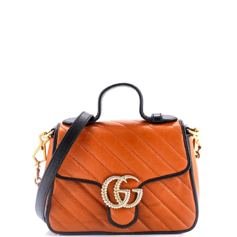 Designer Bags For Luxury Collectors GG Marmont Top Handle Flap Bag Diagonal Quilted Leather Mini