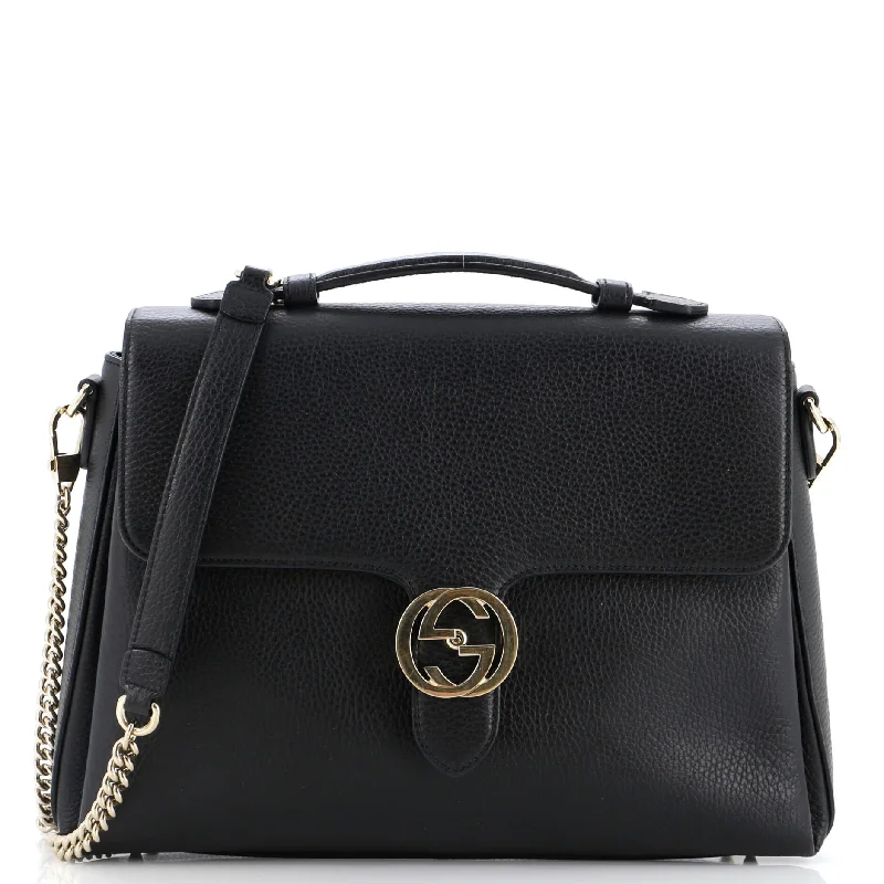 Minimalist Leather Bag For Modern Aesthetics Interlocking Top Handle Bag Leather Medium