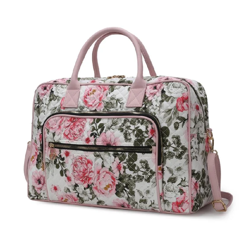 Stylish Bags For Fashion Bloggers Jayla Quilted Cotton Botanical Pattern Women’s Duffle Bag